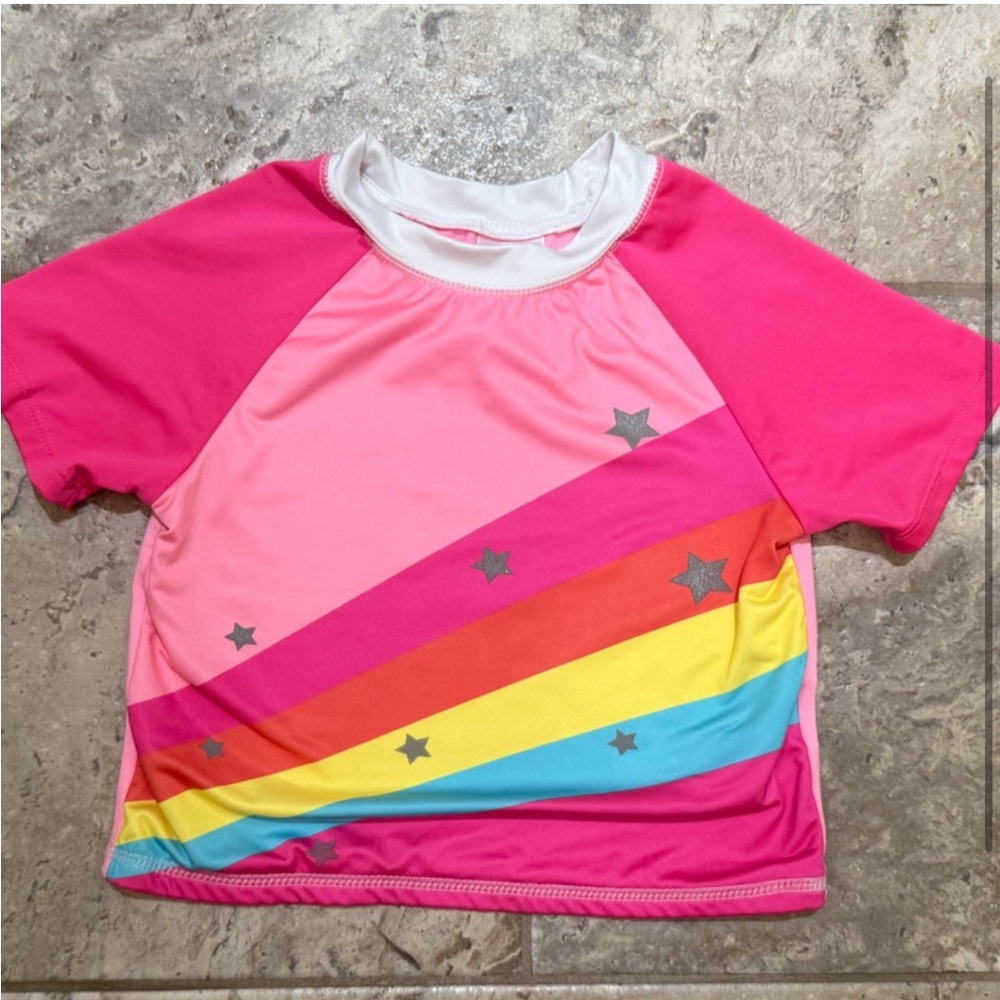 Pink Platinum Kids Swim Shirt - Pink and Yellow